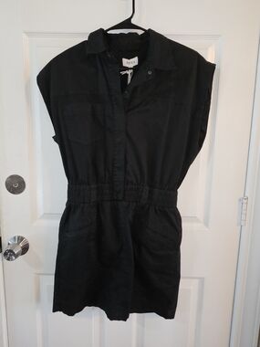 pistola Black Collared Sleeveless Romper Dress